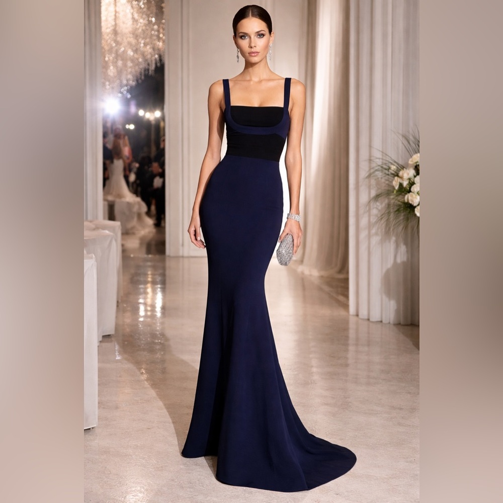 NWT BCBGMaxAzria “Arabella” Gown – Navy/Black – Size 0 - Picture 3 of 14